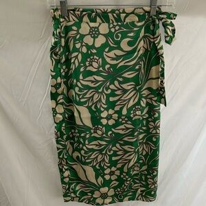 Japna Floral Green/cream faux wrap skirt- size S NWT (made in India)